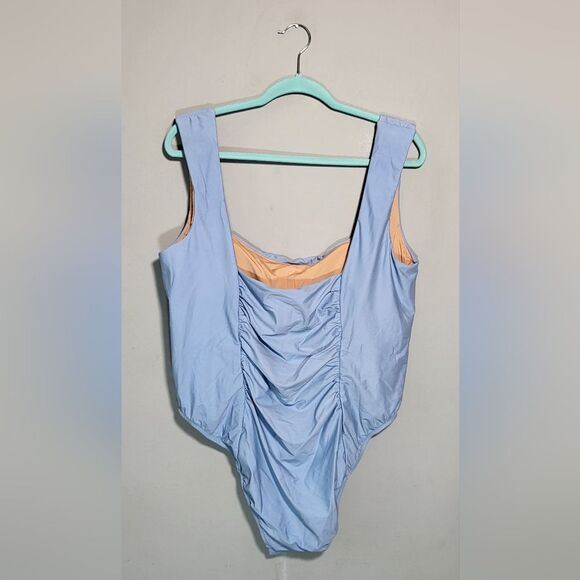 NWT J.CREW One Piece Bathing Suit | Size 22 | Blue Mist | Ruching Detail - Picture 3 of 10